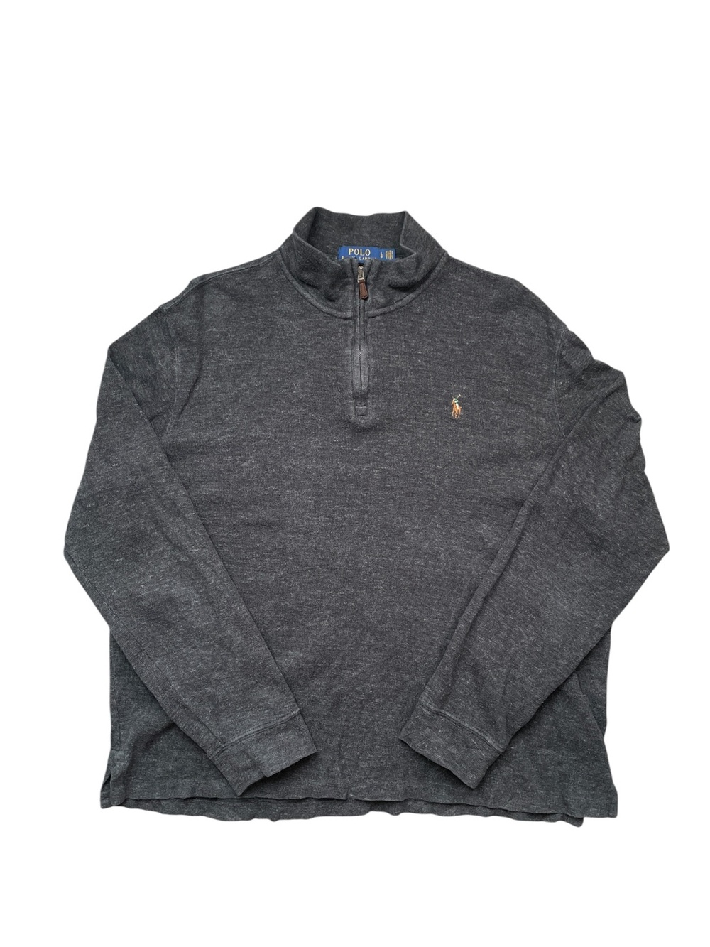 Polo Ralph Lauren Quarter-Zip Pullover Sweater, Charcoal Gray, Size Large